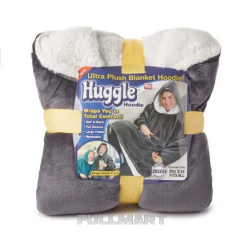 Толстовка плед з капюшоном Huggle Hoodie сіра